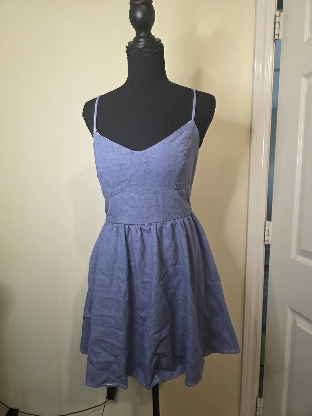 Altar'd State Lavender Blue Mini Dress with Spaghetti Straps
